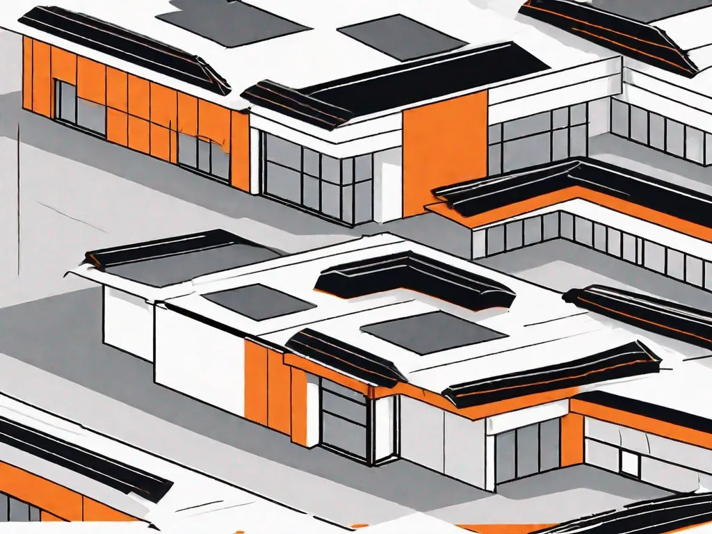 A commercial building with a visible roof