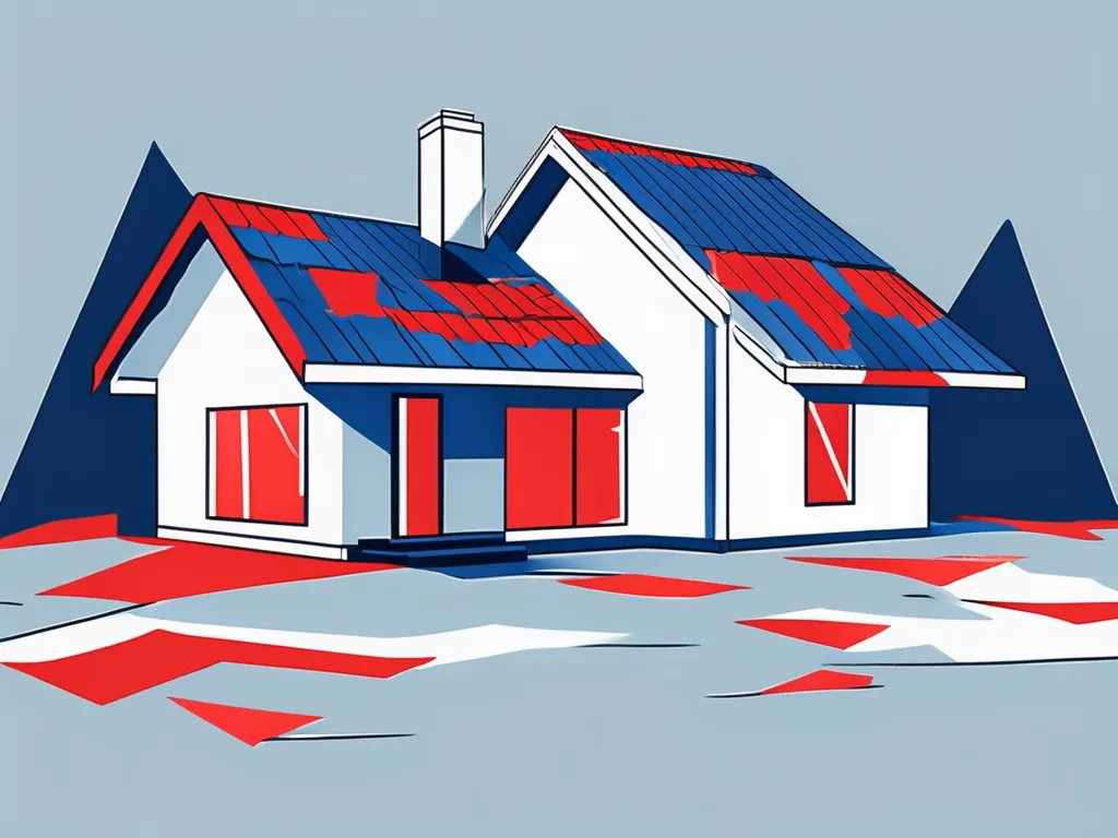 A house with visible signs of roof damage such as missing shingles